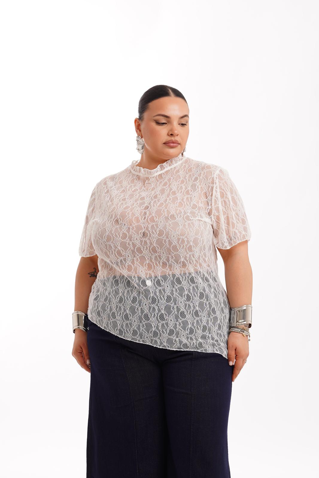 Maglia Josephine In Pizzo Bianco