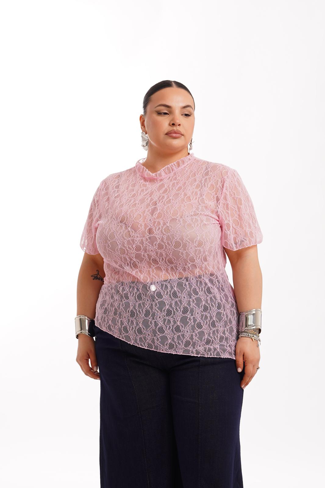 Maglia Josephine In Pizzo Rosa