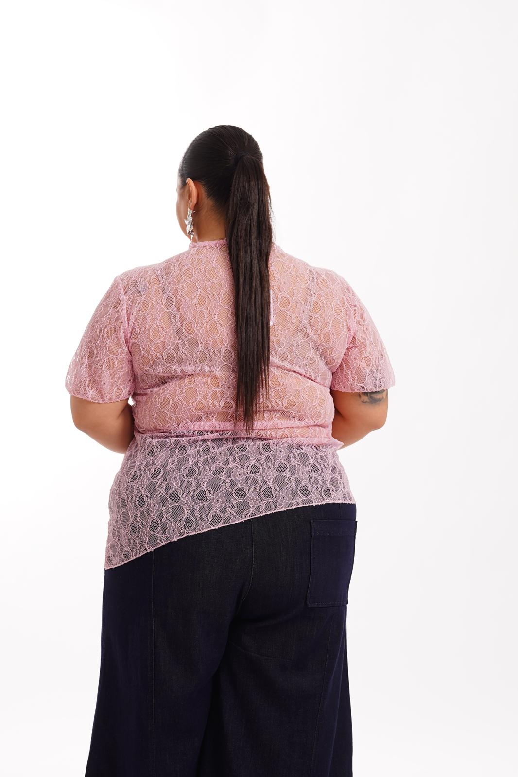 Maglia Josephine In Pizzo Rosa