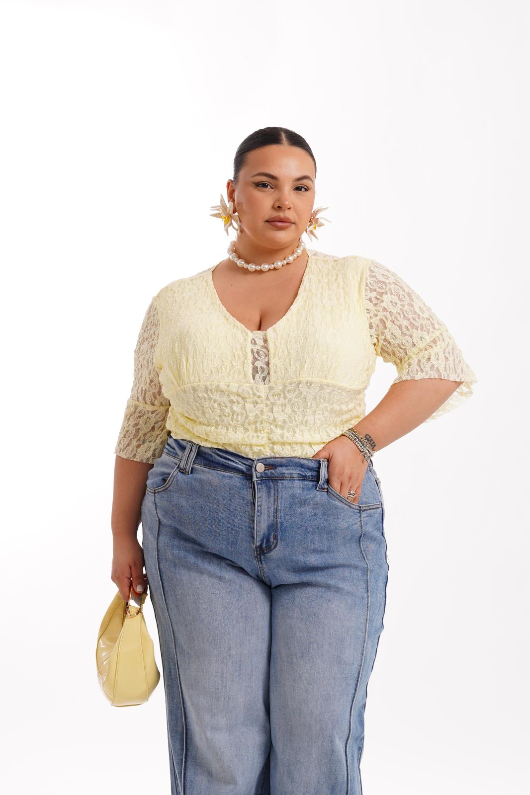 Body In Pizzo Romantica Giallo