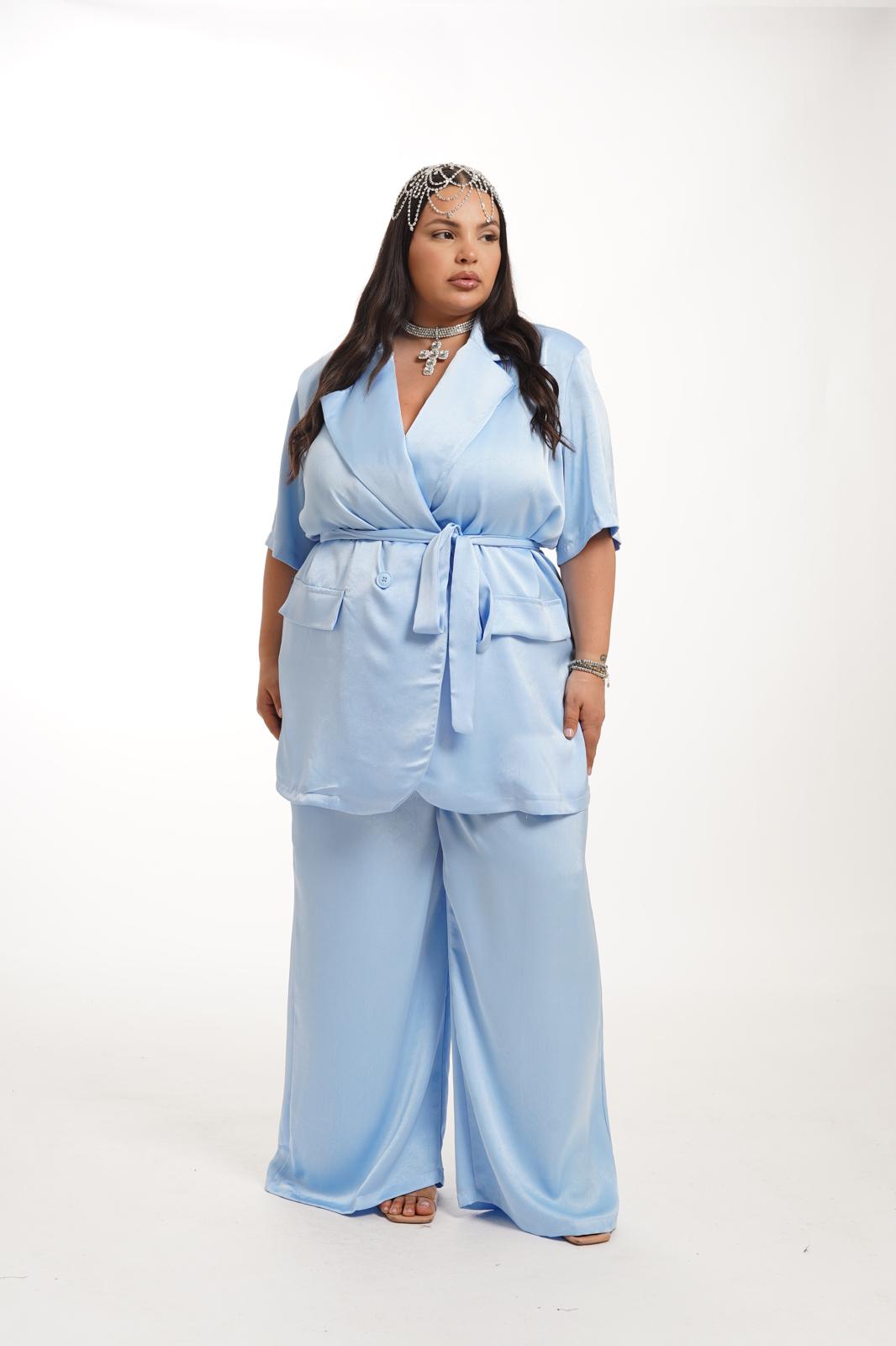 Tailleur In Raso Jessy Azzurro