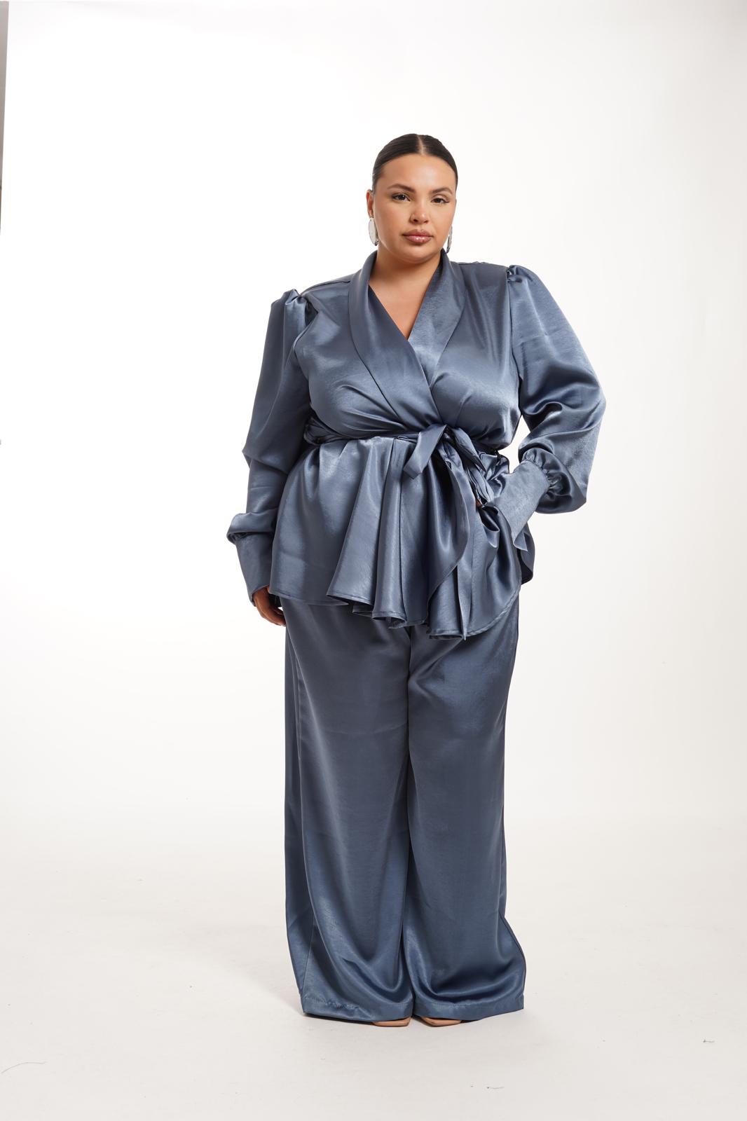 Tailleur In Raso Venice Ceruleo