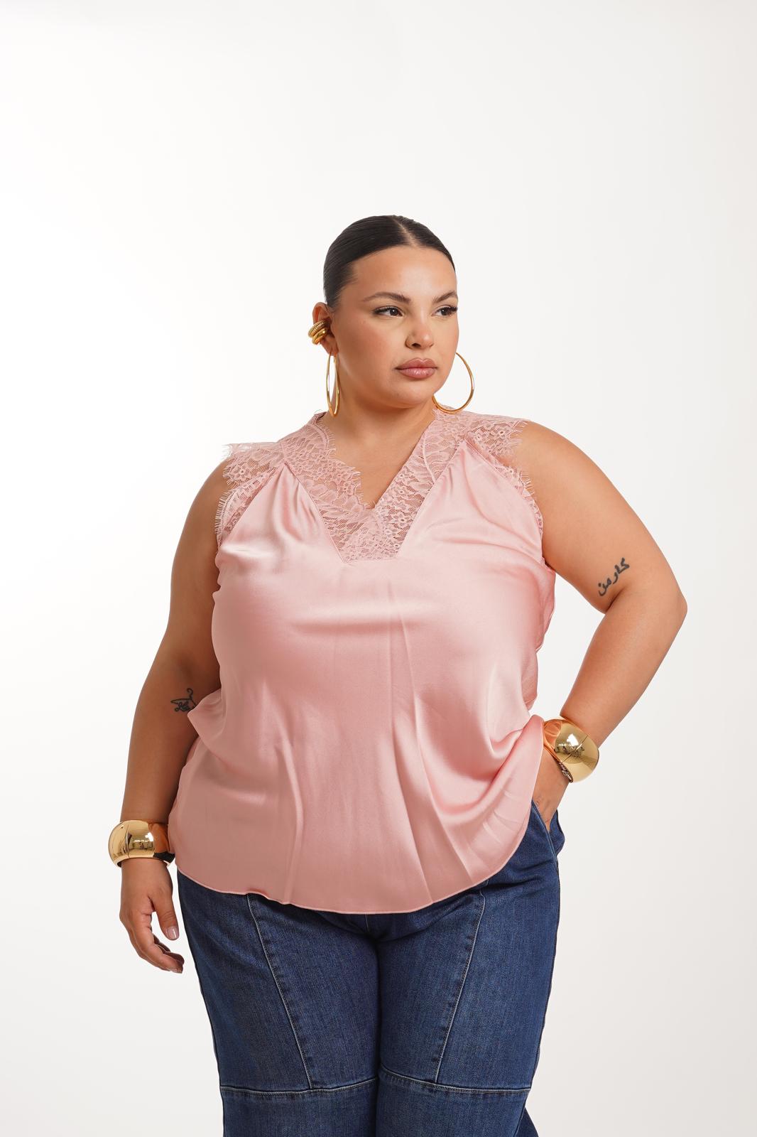 Maglia Sotto Giacca In Pizzo Rosa
