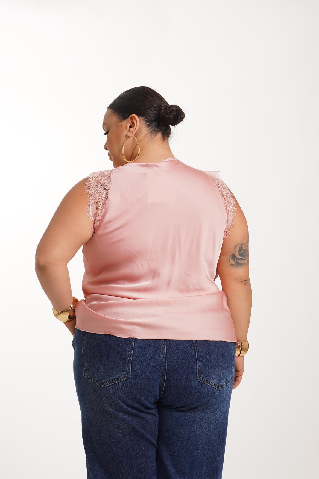 Maglia Sotto Giacca In Pizzo Rosa