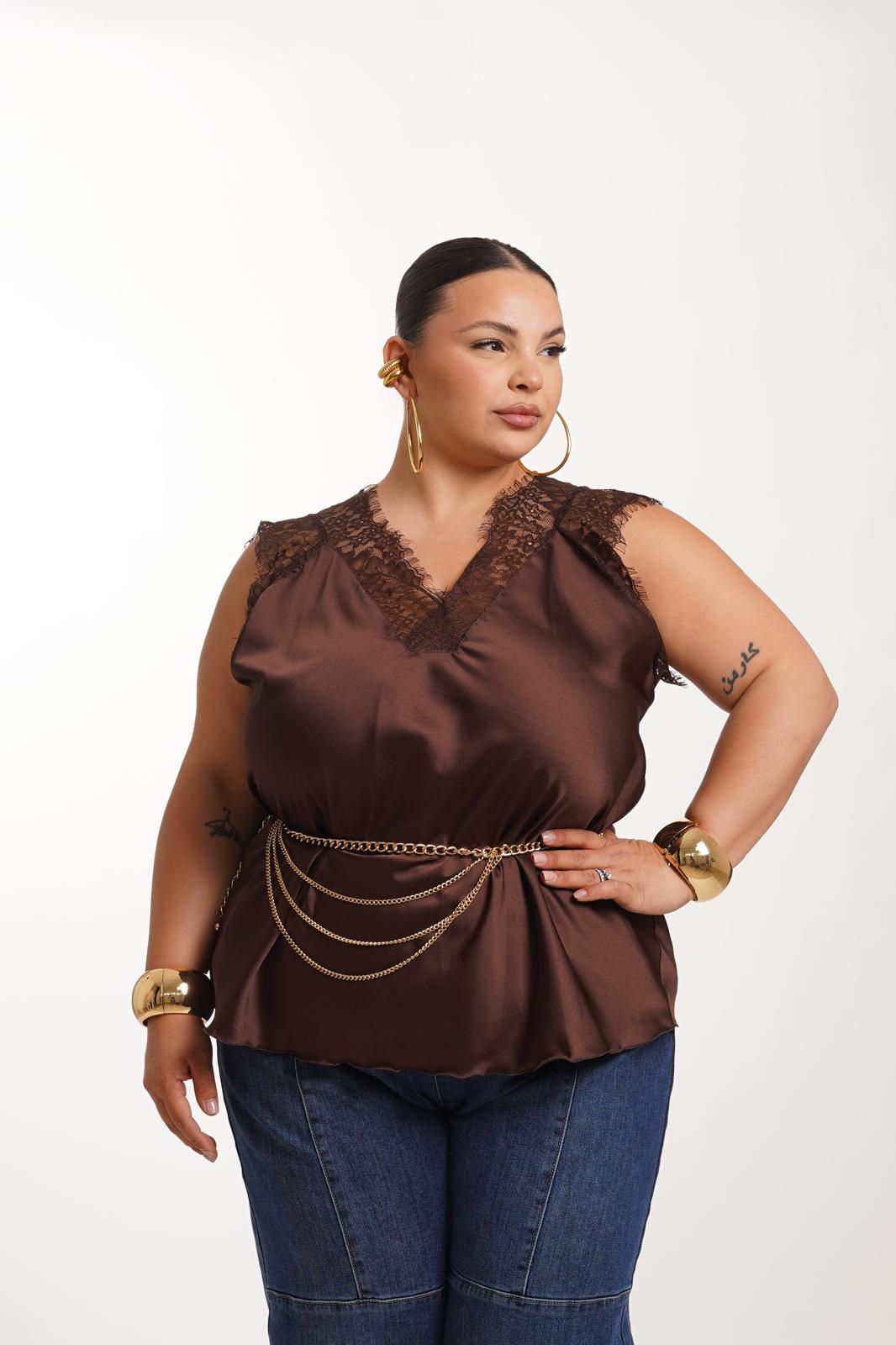 Maglia Sotto Giacca In Pizzo Marrone
