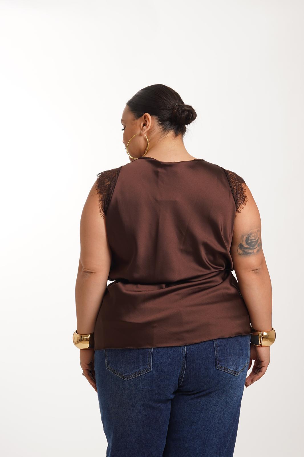 Maglia Sotto Giacca In Pizzo Marrone