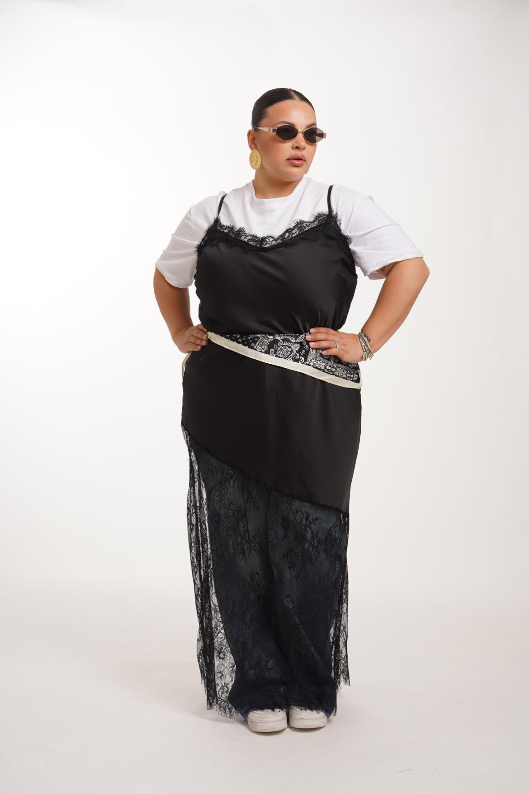 Dress In Raso Lisa Nero