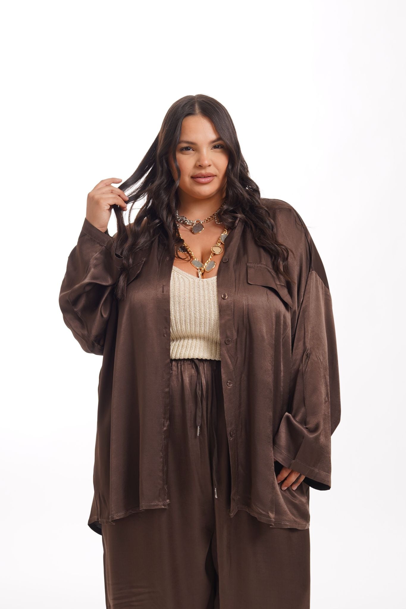 Camicia Satine Marrone