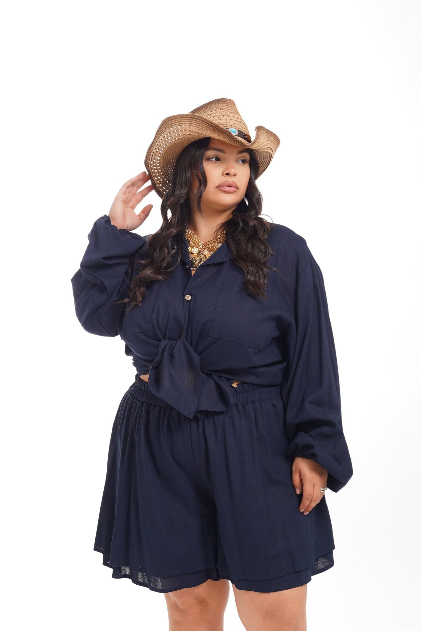 Coordinato In Lino Abudbi Blu