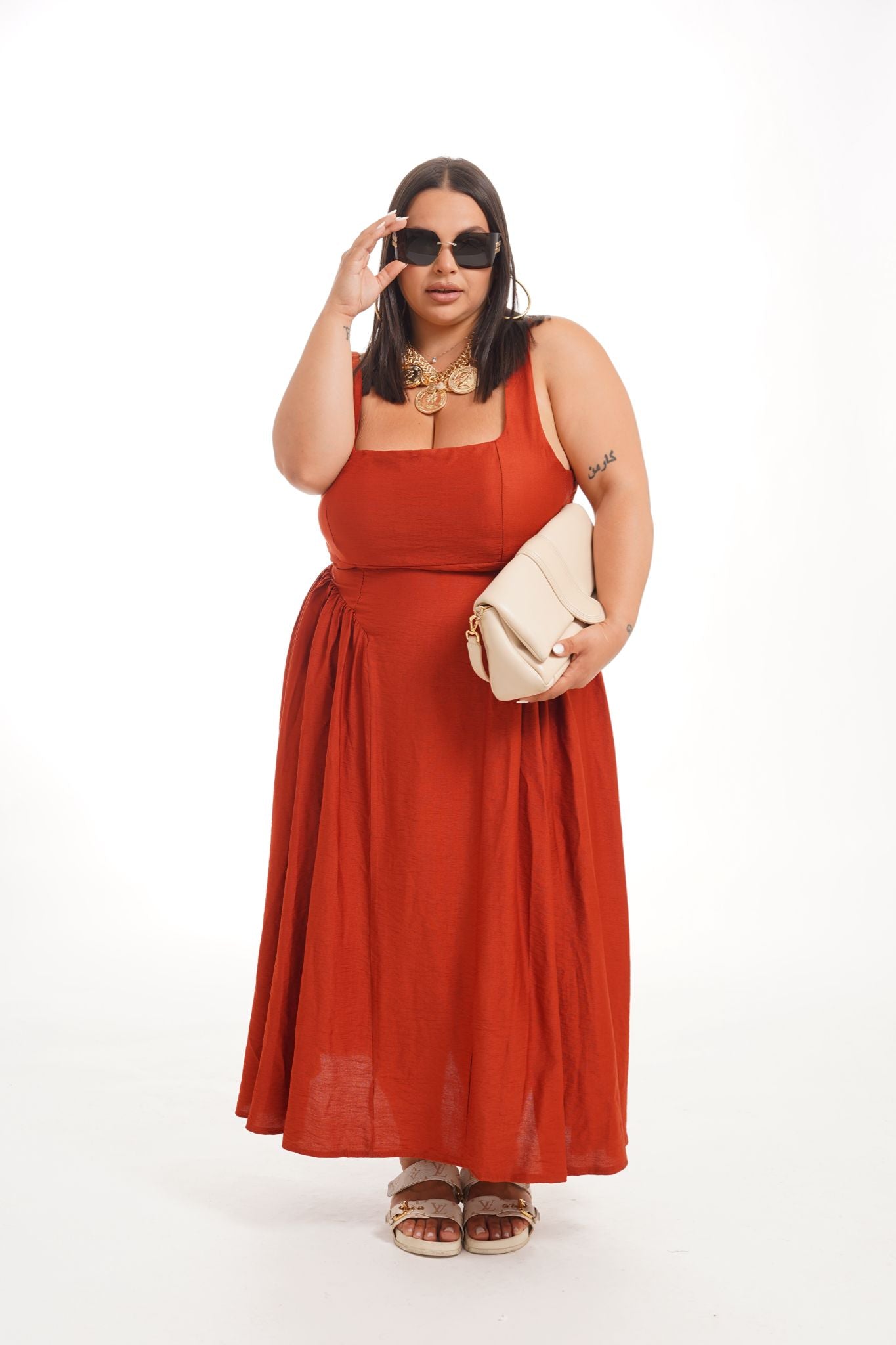 Dress Partenope Mattone