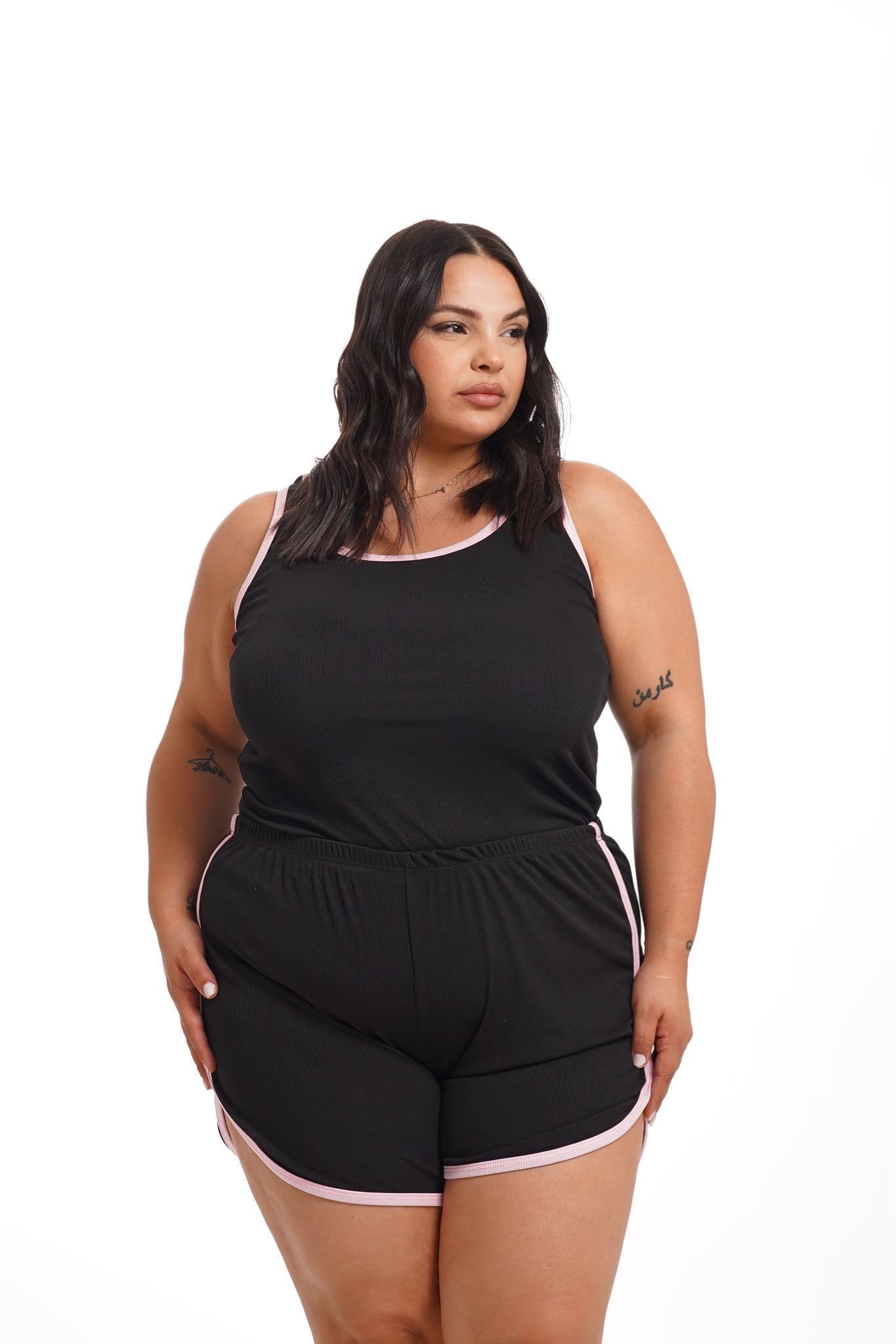 Coordinato Brigitte Nero\Rosa