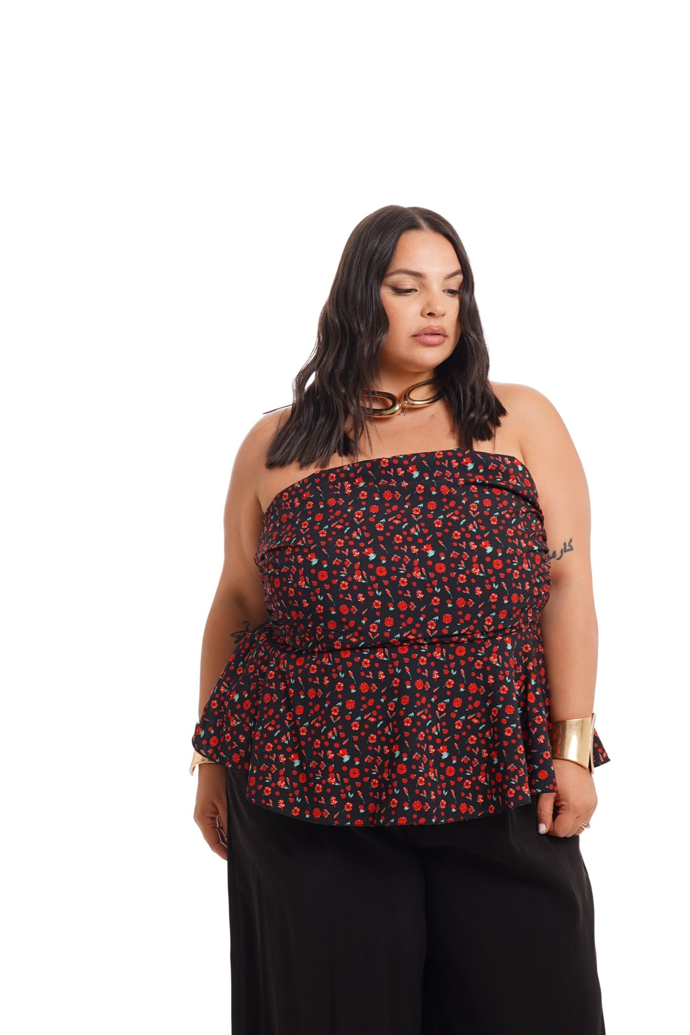 Top Fantasy Fiori Rosso Nero