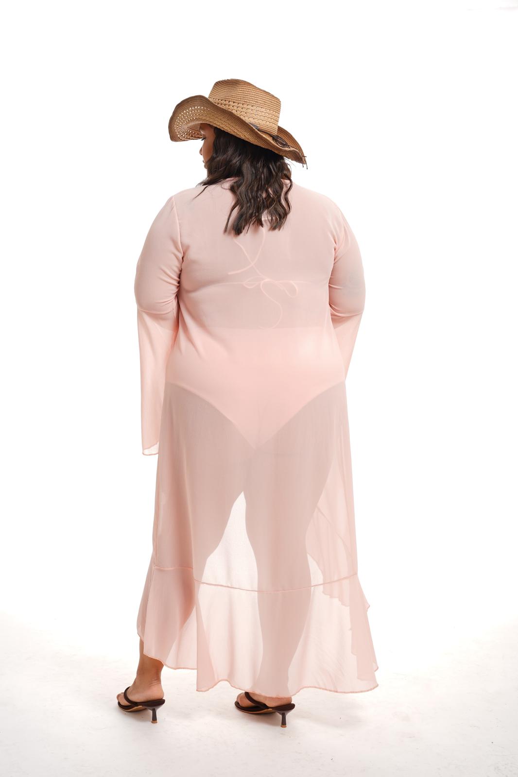Kimono Rouches Rosa
