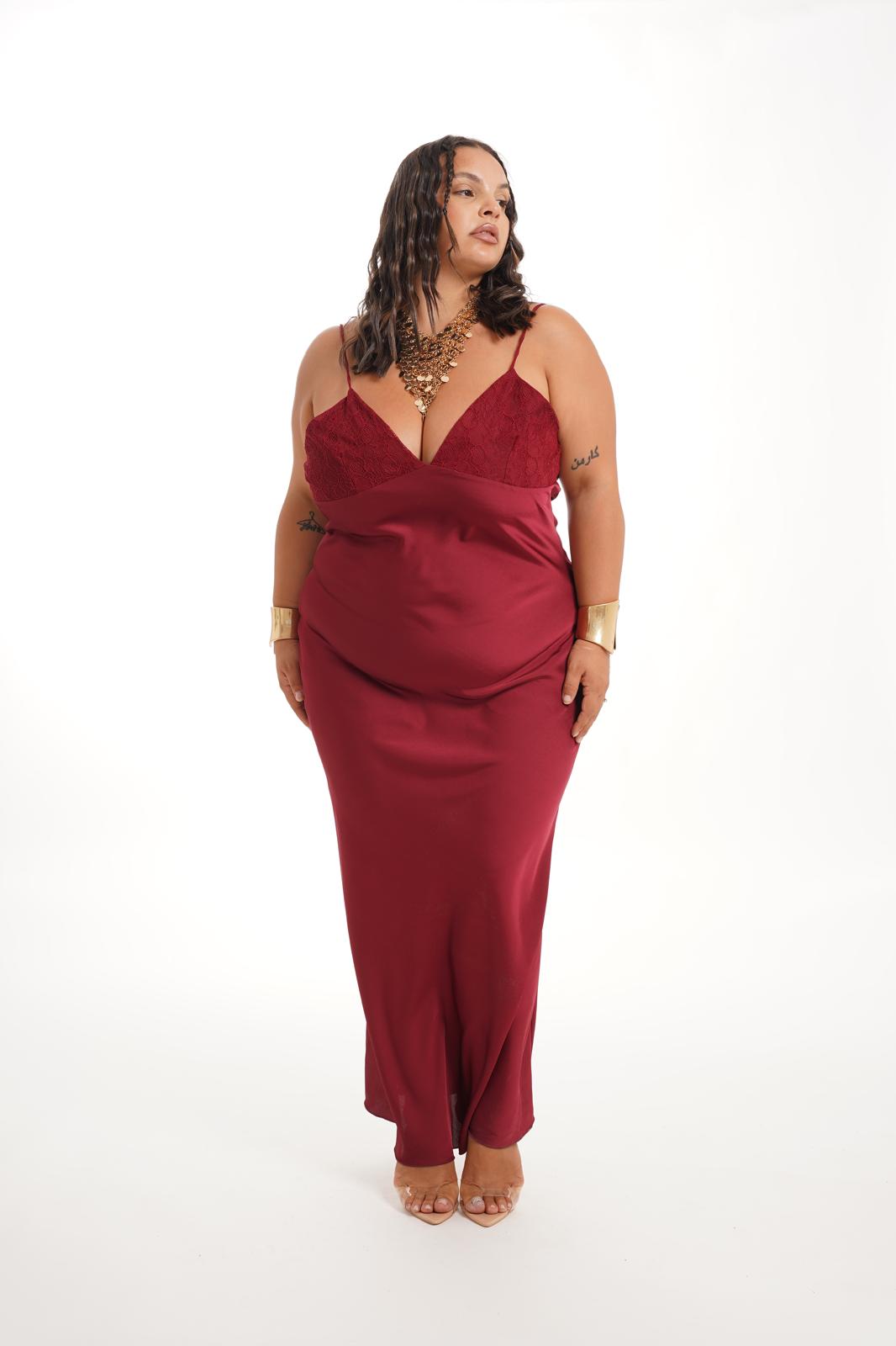 Dress Sissy Raso e Pizzo Bordeaux