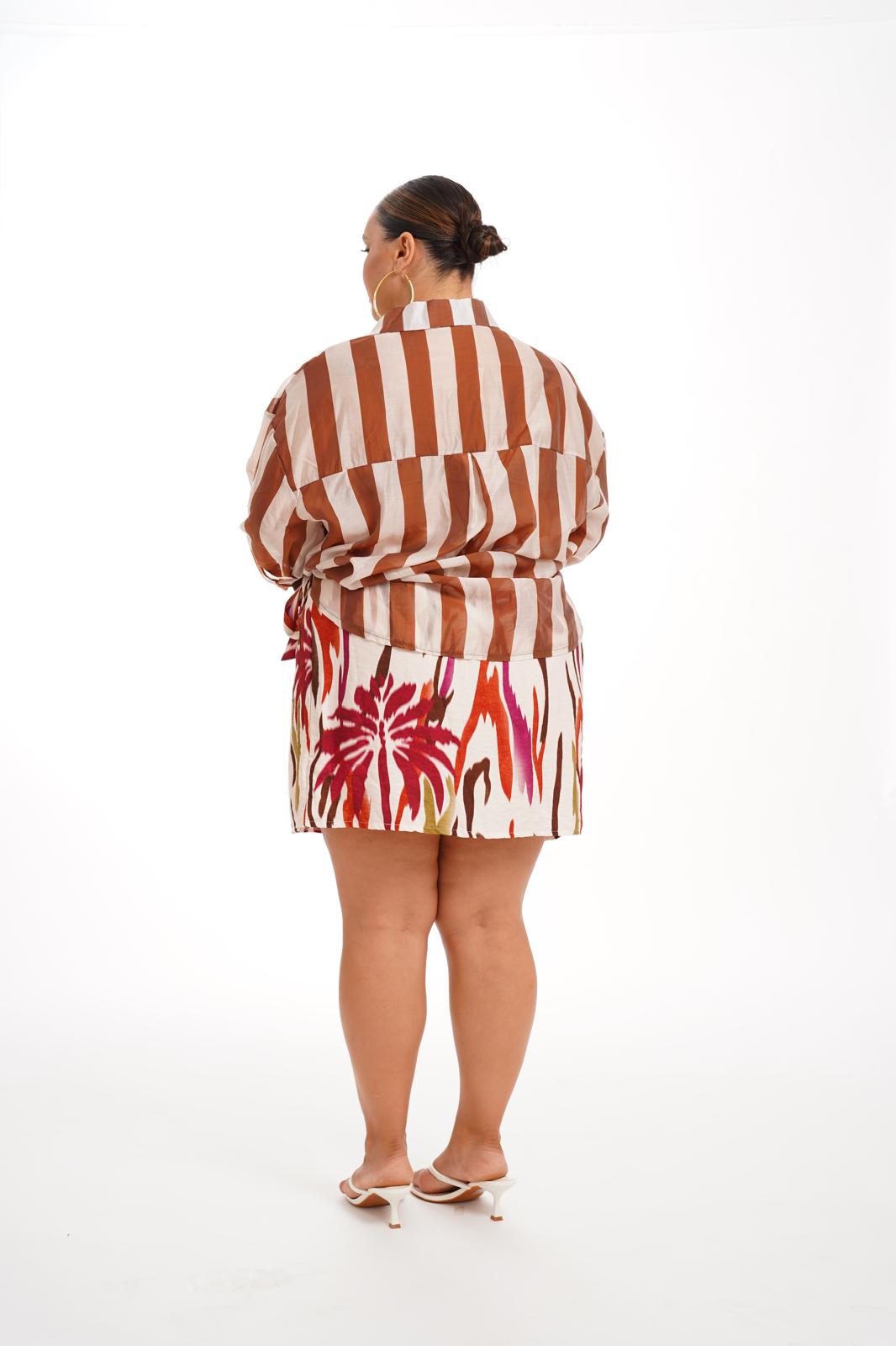 Camicia A Righe Ruggine\Bianca