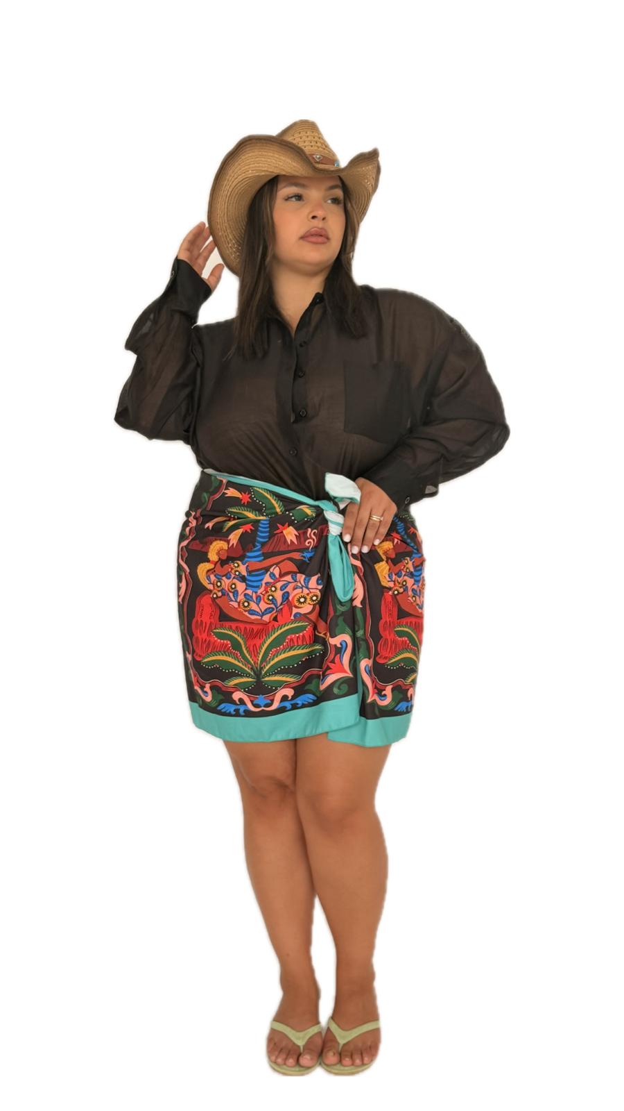 Minigonna Pareo Hawaii Nera