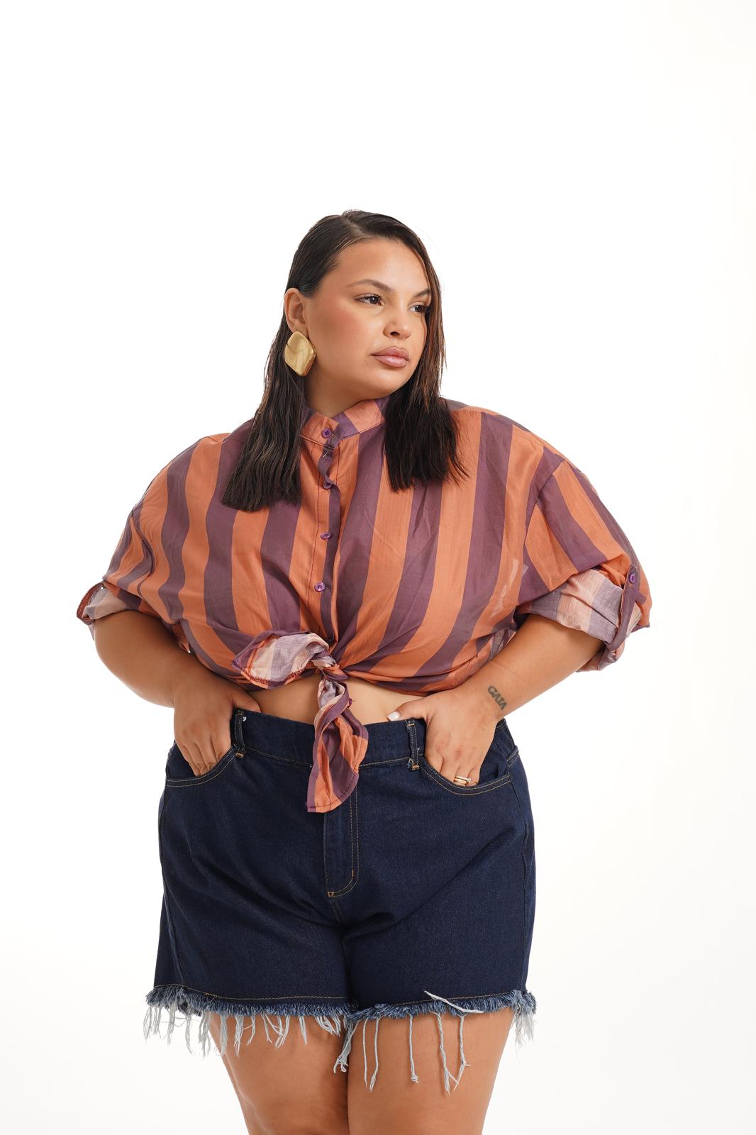 Camicia Cleo a Righe Viola\Salmone