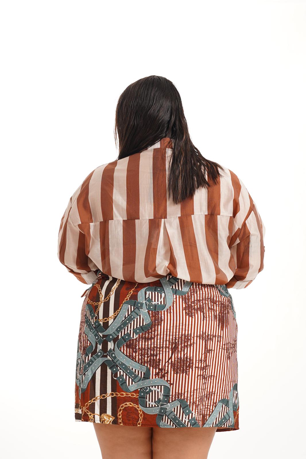 Camicia Cleo a Righe Bianco\Ruggine