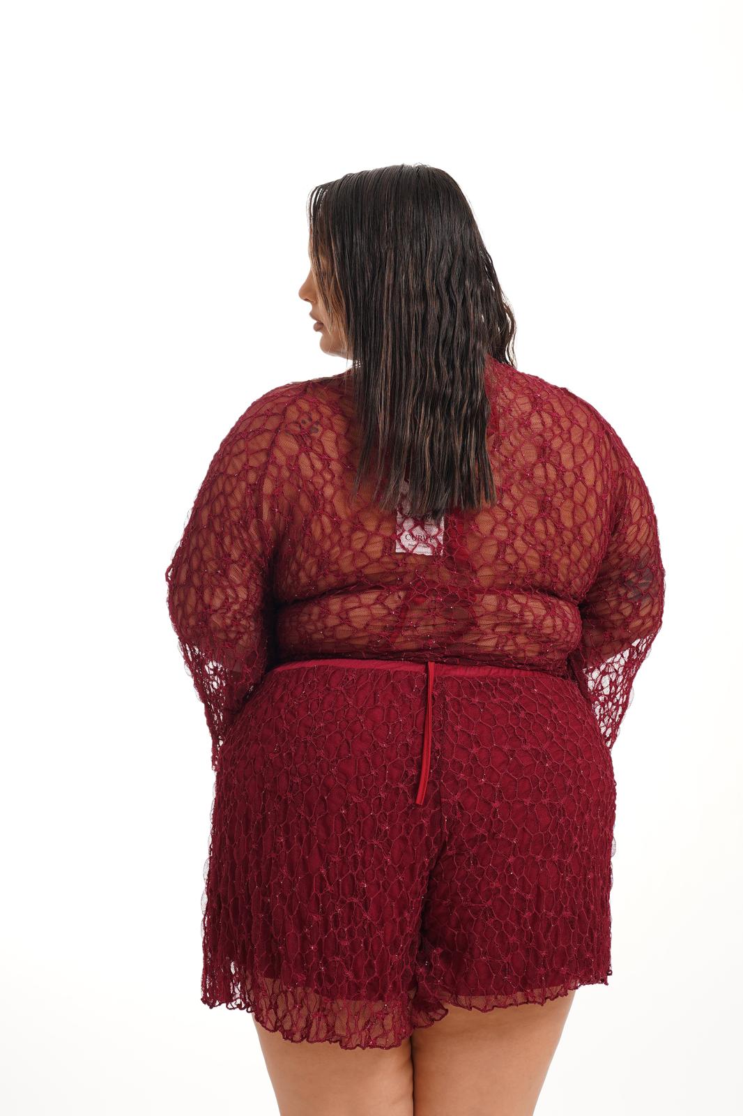 Coordinato Thai In Pizzo Bordeaux