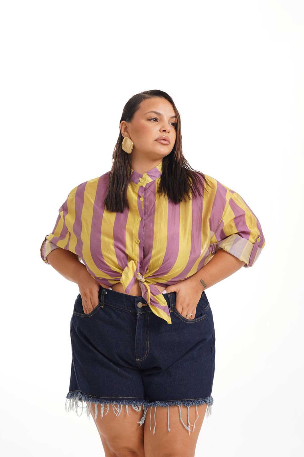 Camicia Cleo a Righe Verde\Viola