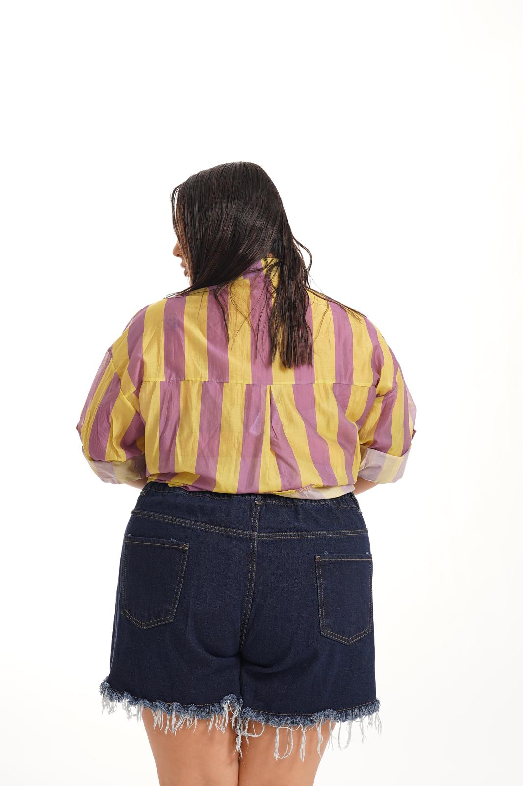 Camicia Cleo a Righe Verde\Viola
