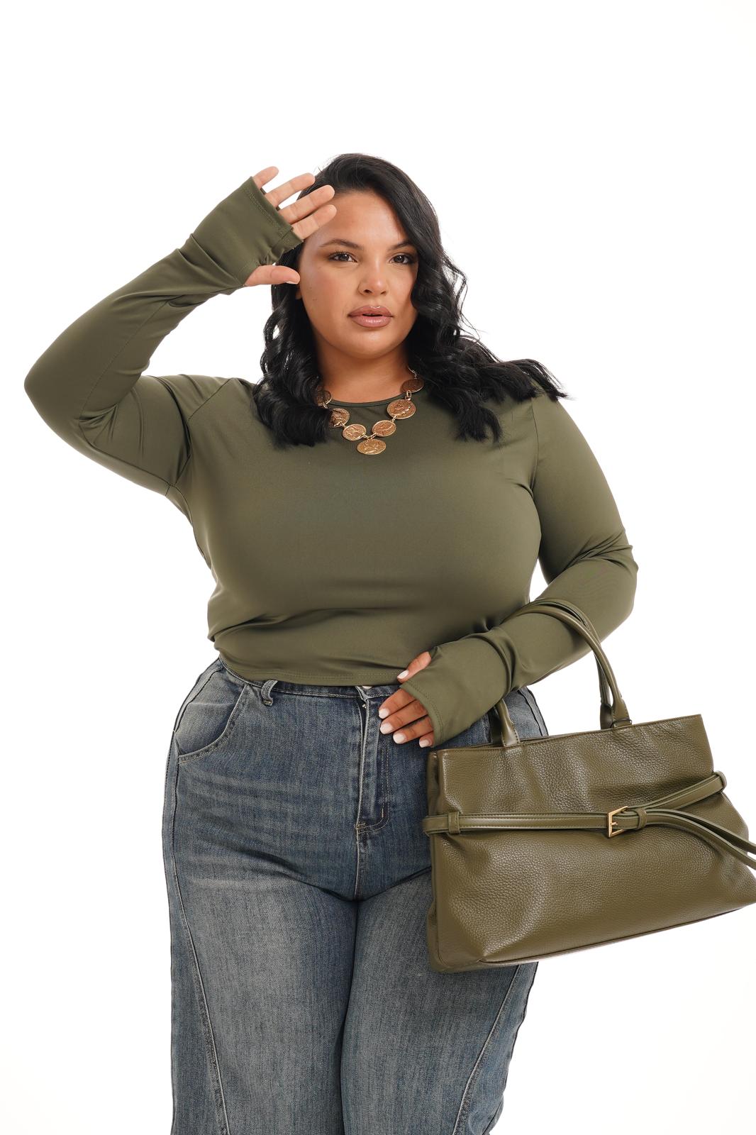 Maglia Crop Sport Verde Militare