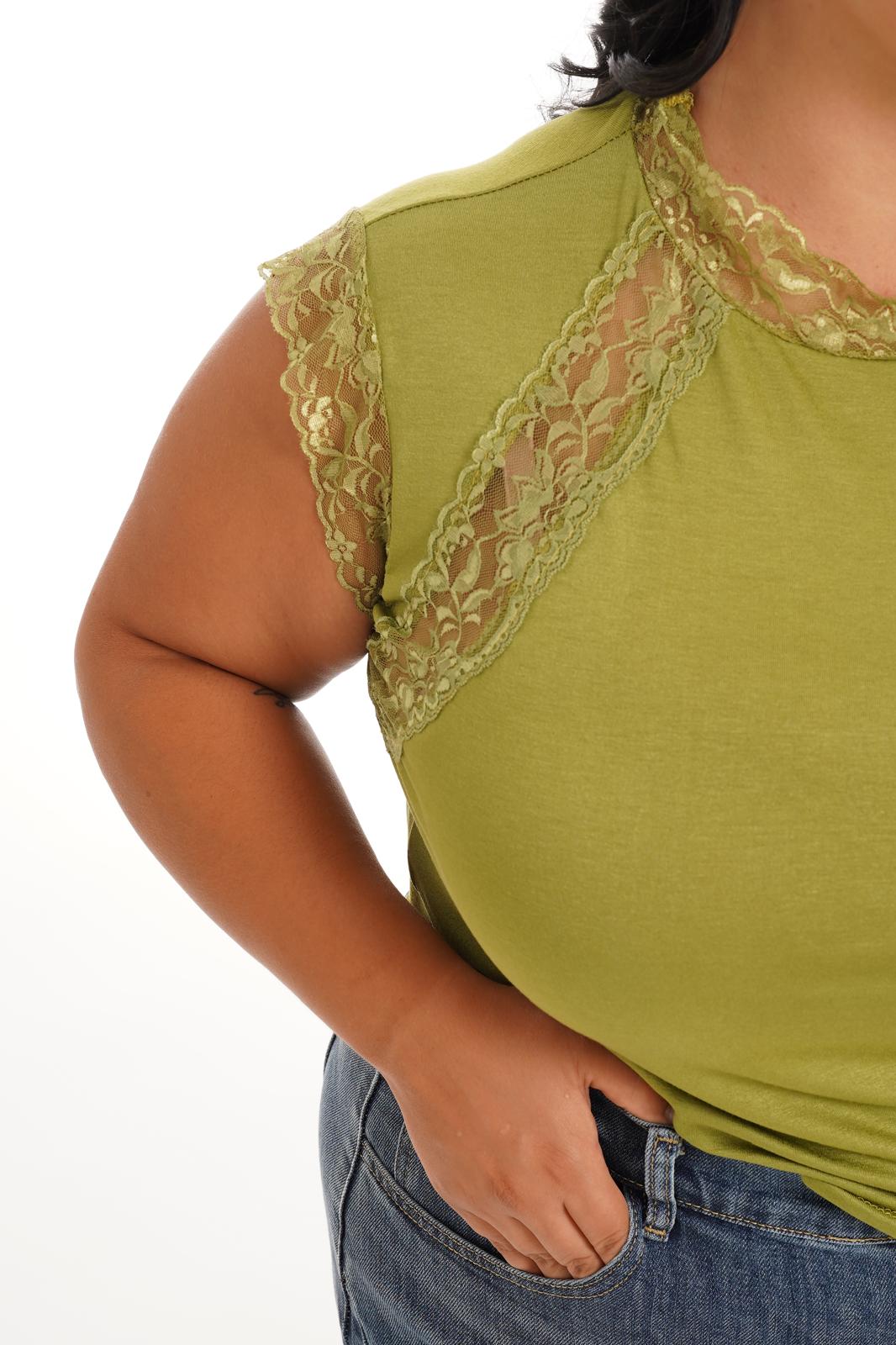 Maglia Con Pizzo Verde Acido