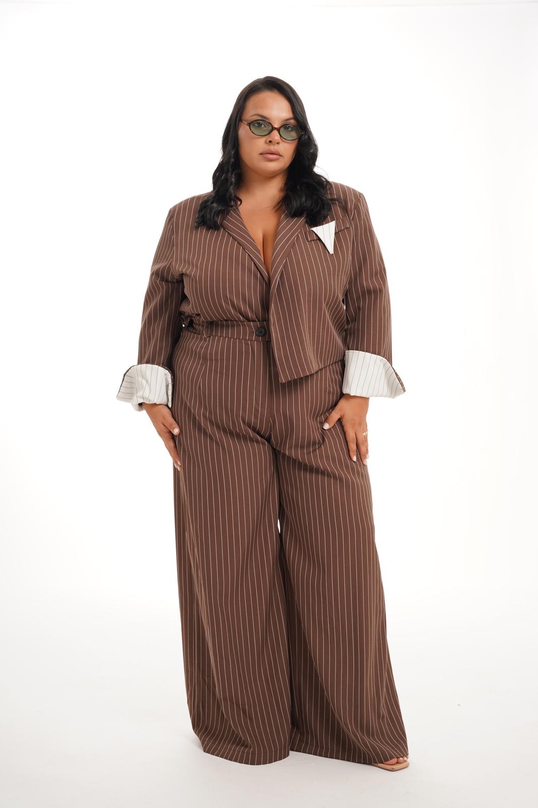 Tailleur Gessato Work Marrone