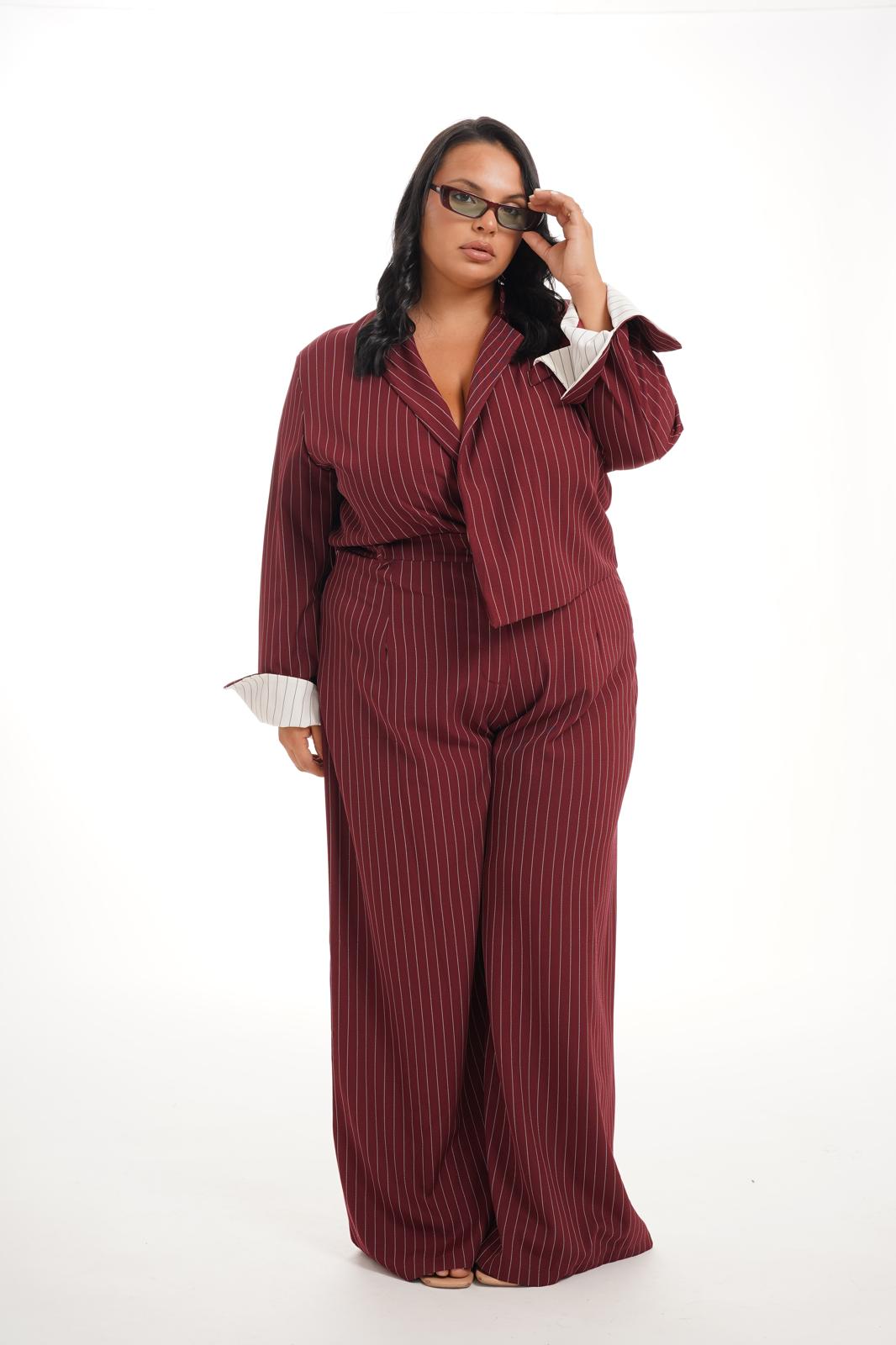Tailleur Gessato Work Bordeaux