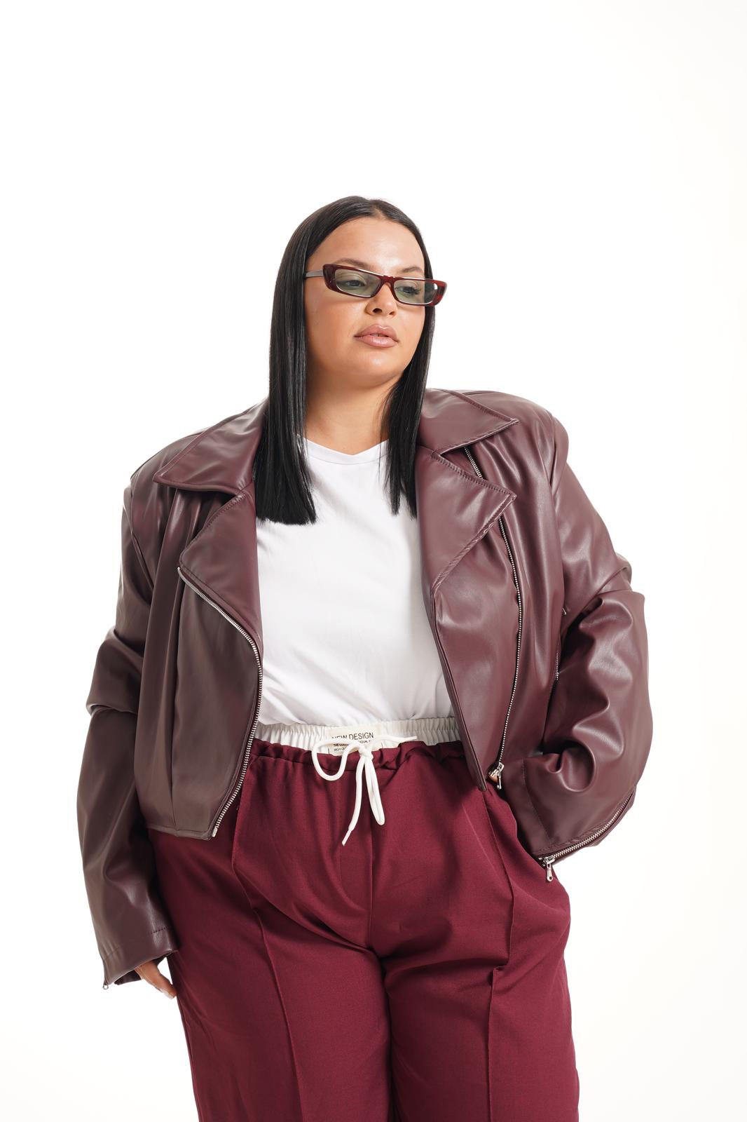Chiodo Crop Ecopelle Vinaccio