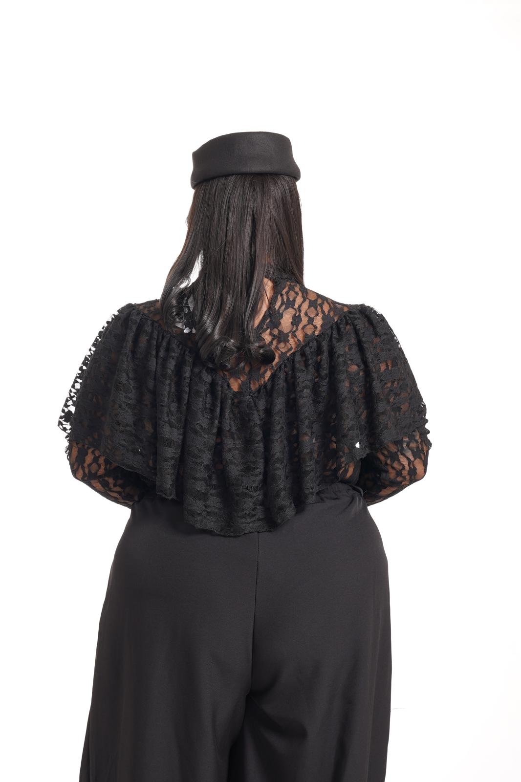Blusa Karol In Pizzo Nera