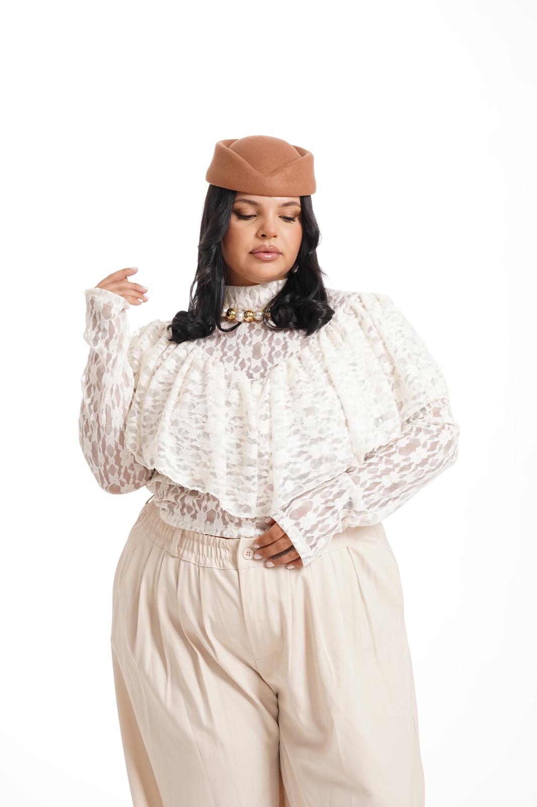 Blusa Karol In Pizzo Bianca