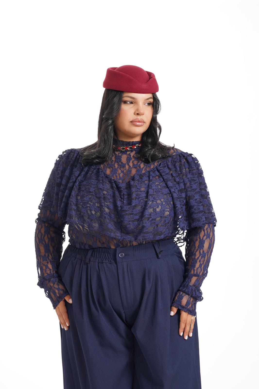Blusa Karol In Pizzo Blu