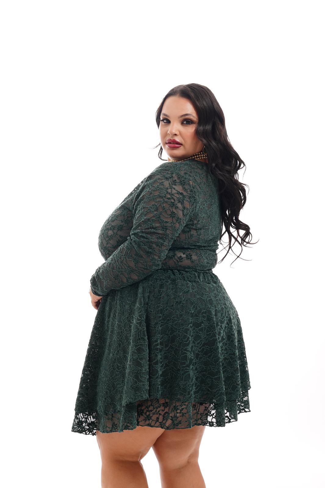 Maglia Pizzo E Velluto Verde
