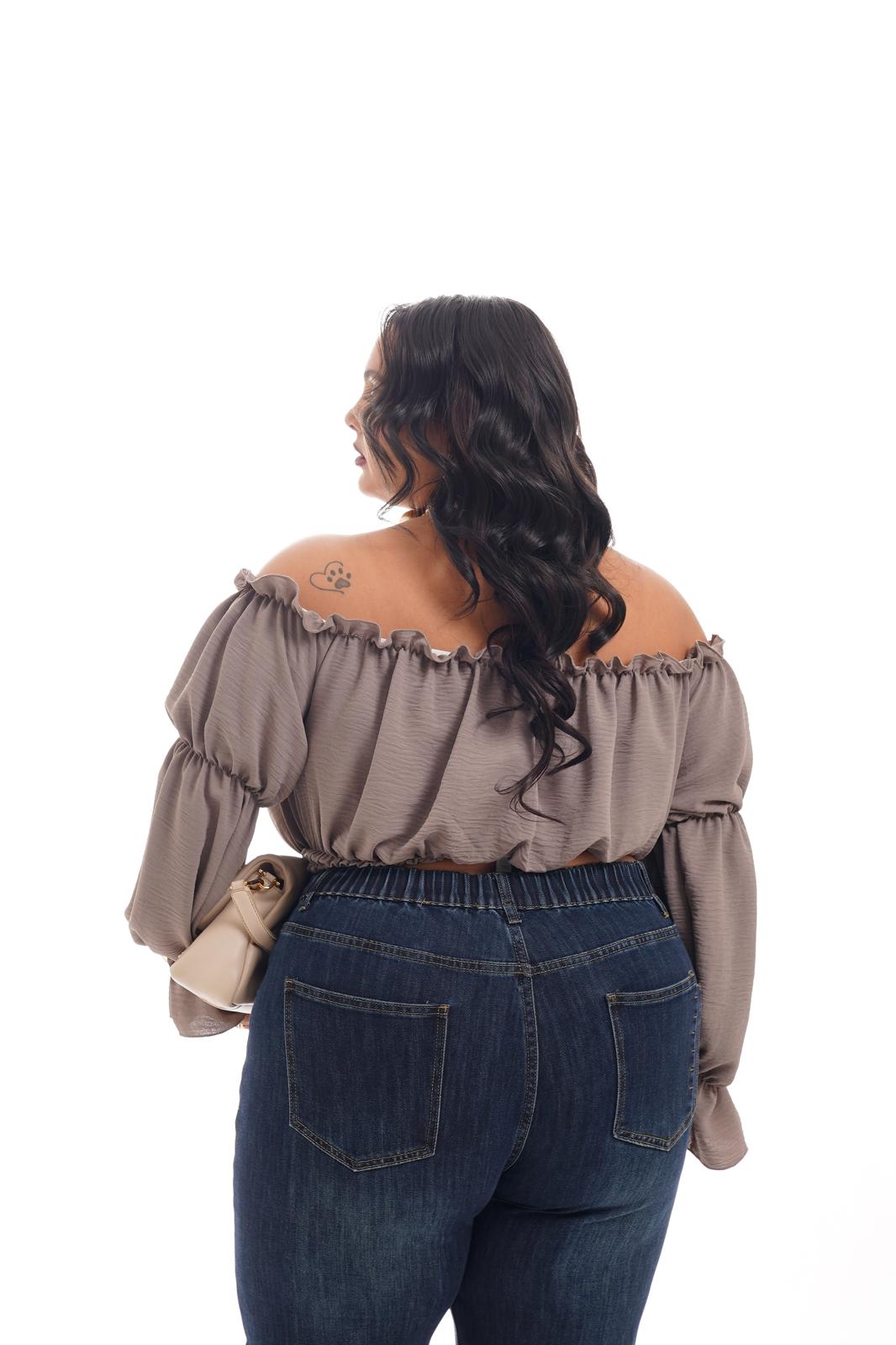 Blusa Crop Tortora