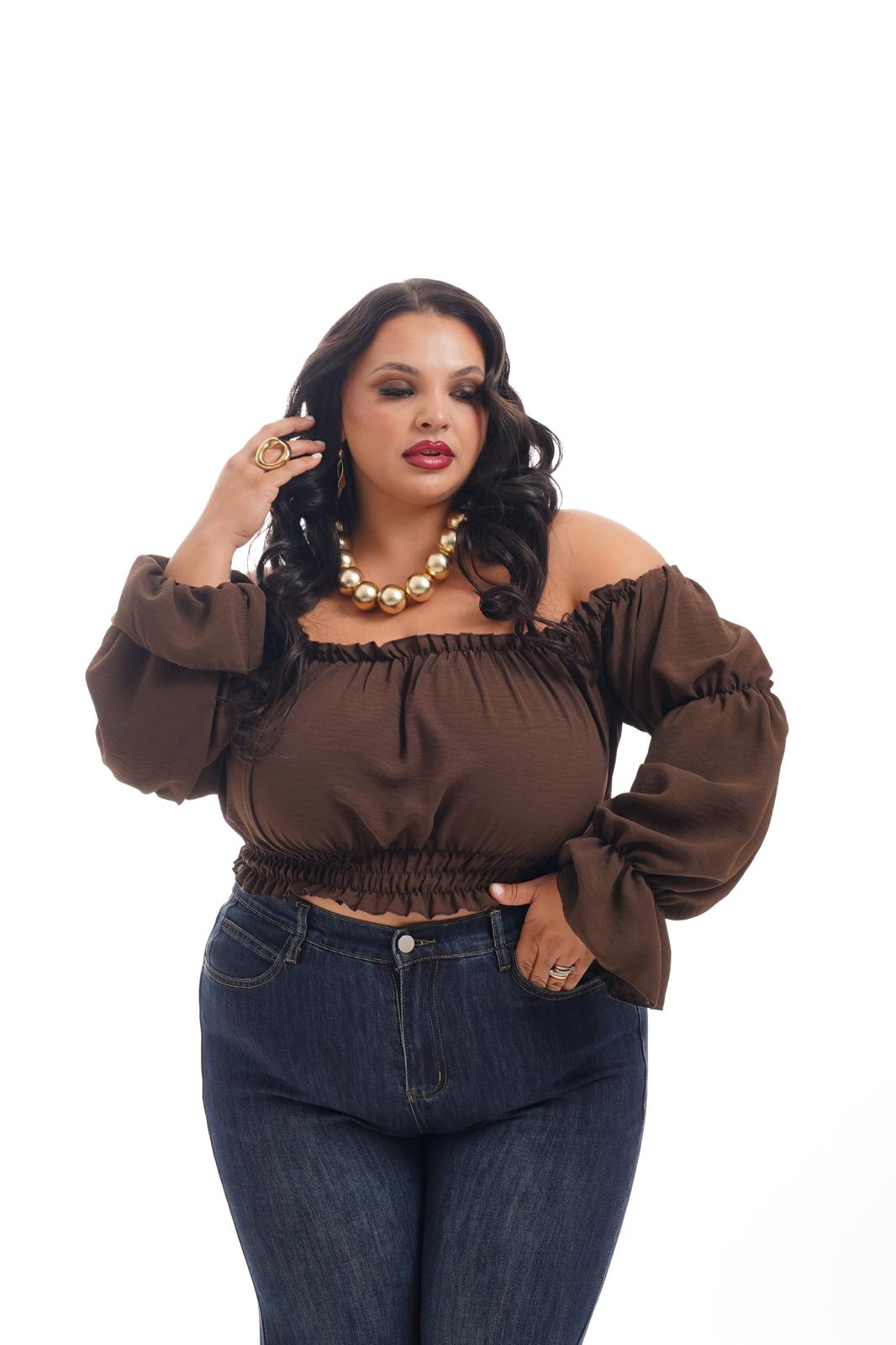 Blusa Crop Marrone