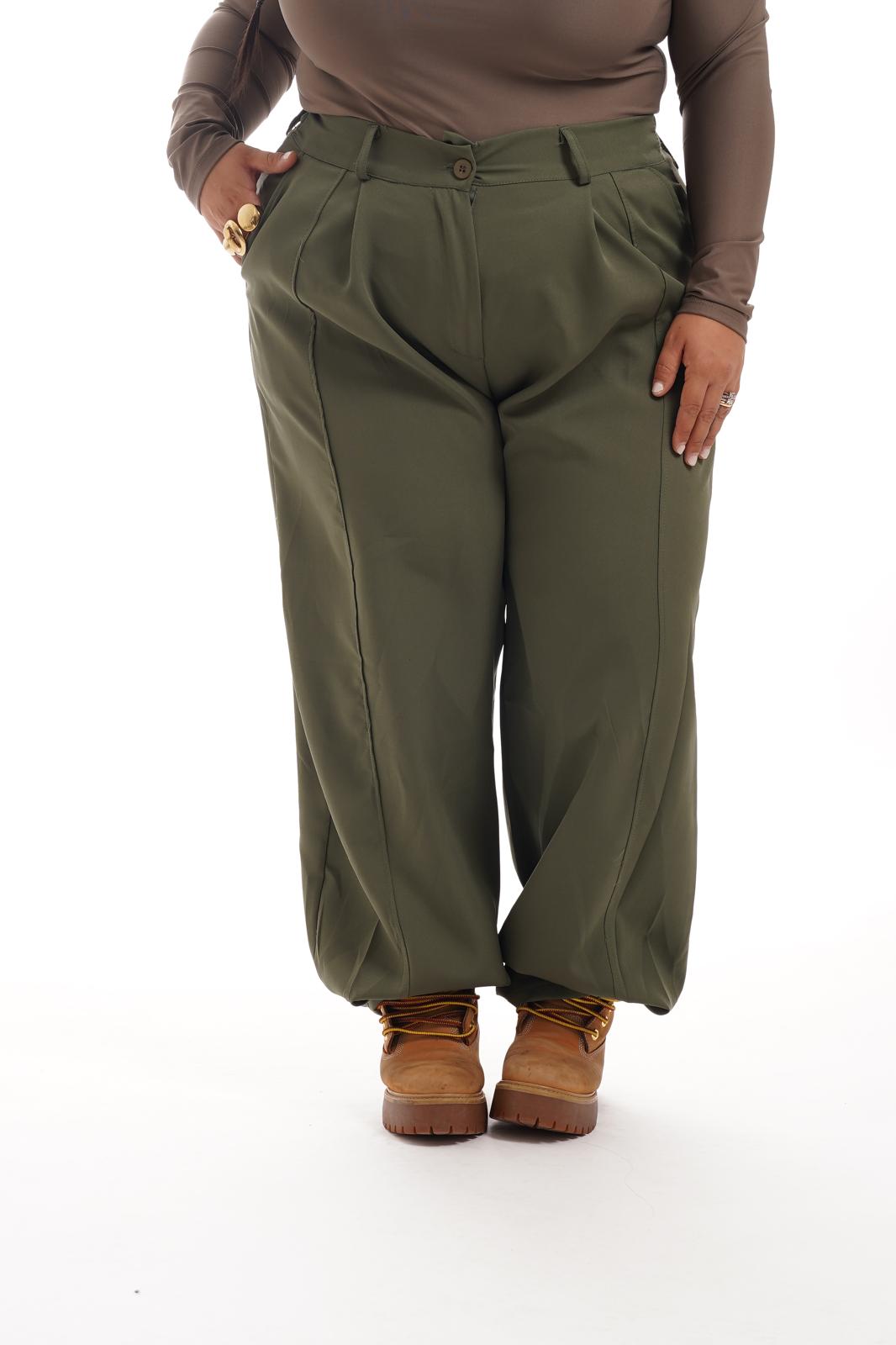 Pantalone Con Pinces Verde