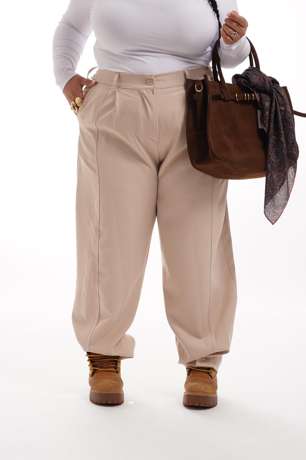 Pantalone Con Pinces Beige