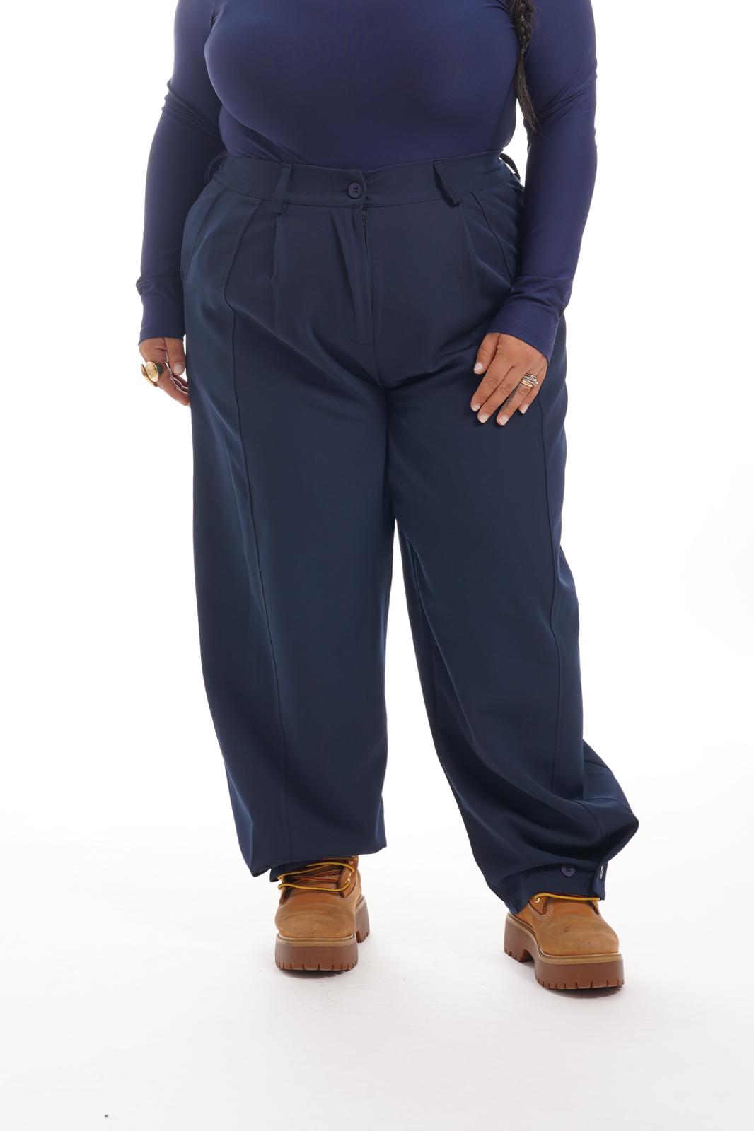 Pantalone Con Pinces Blu