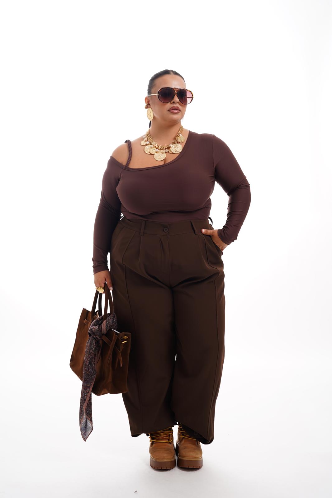Pantalone Con Pinces Marrone