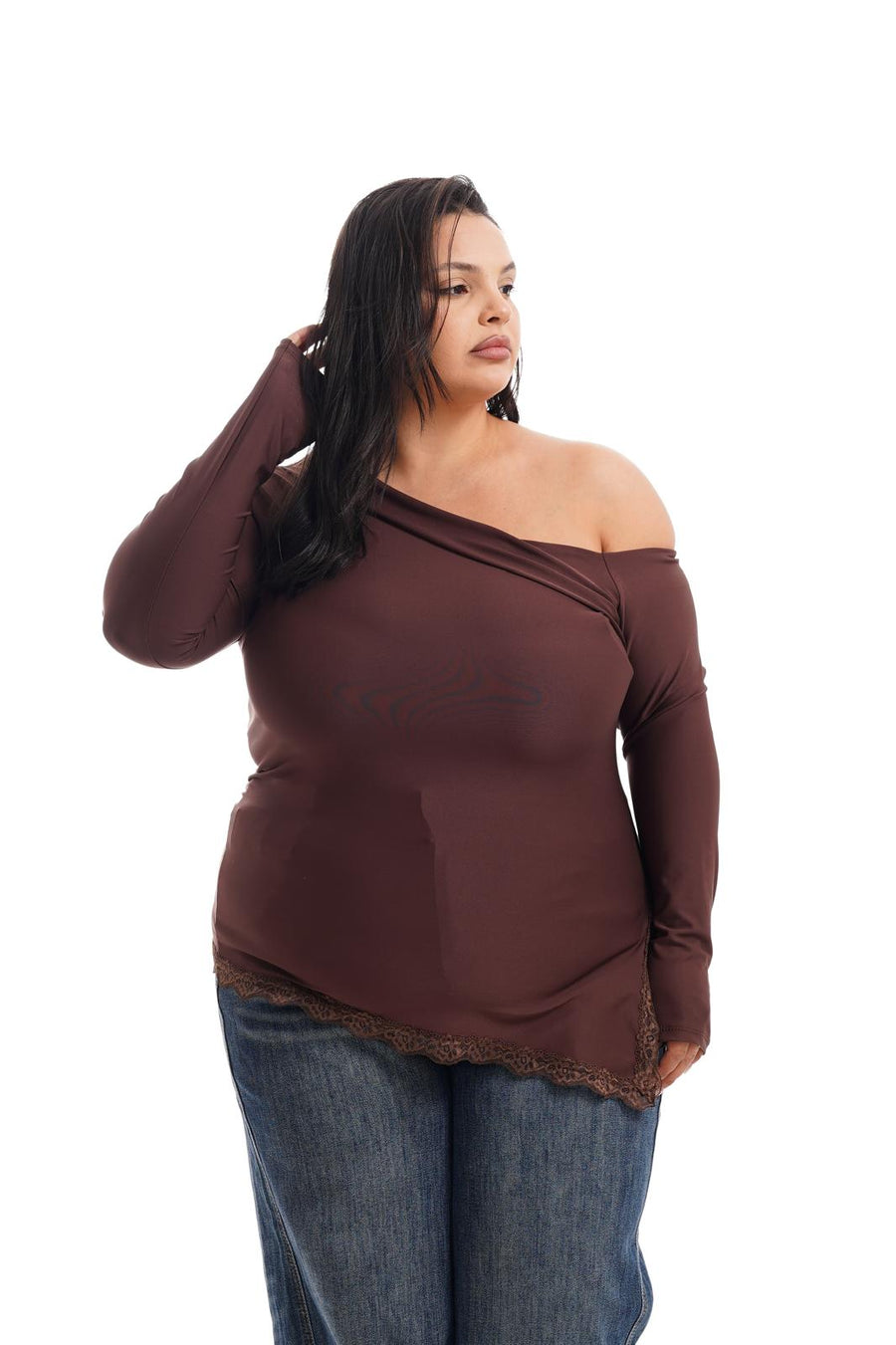 Maglia In Lycra Details Marrone