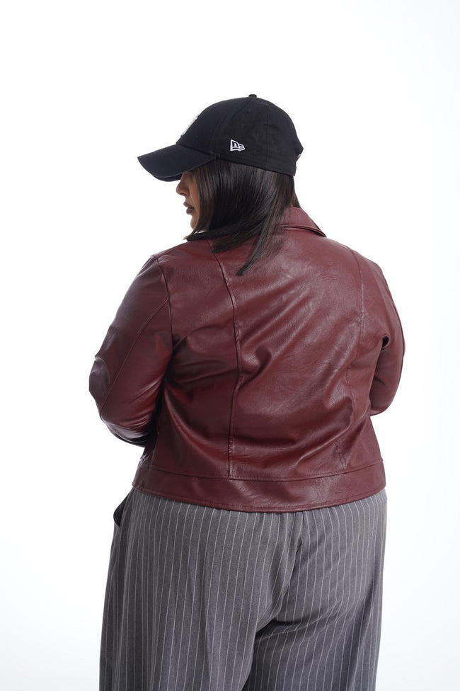 Chiodo In Ecopelle Basic Bordeaux
