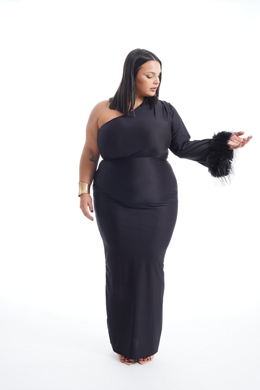Dress Mono spalla Peluche Nero