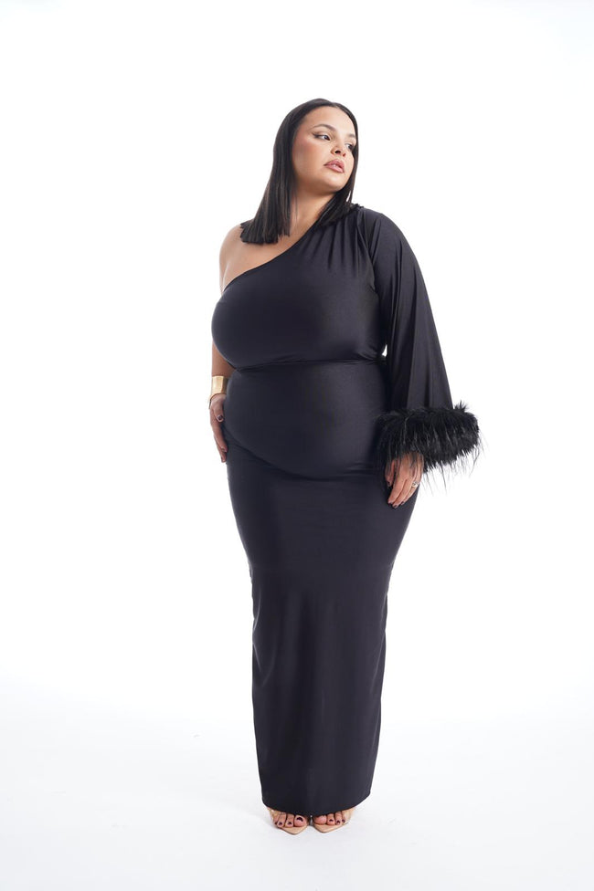 Dress Mono spalla Peluche Nero