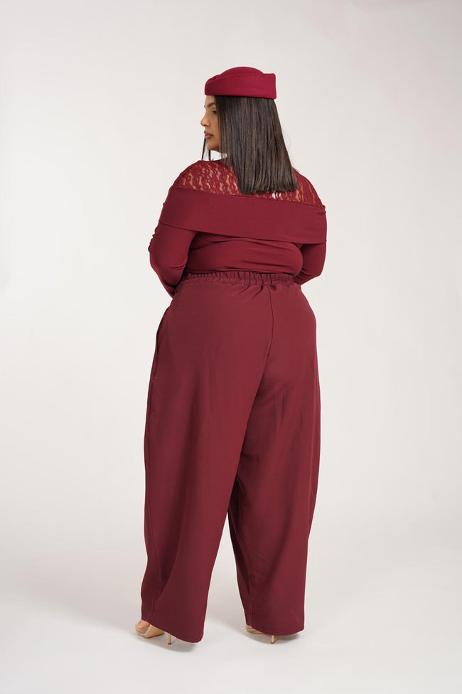 Pantalone Bottoncino Bordeaux