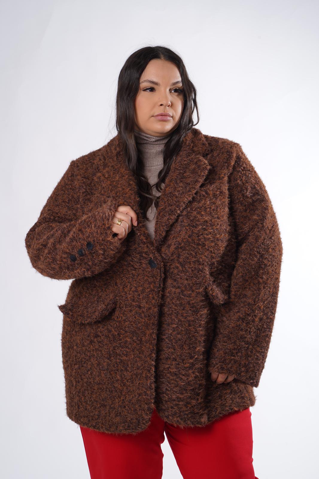 Giacca Coat Fluffy Marrone