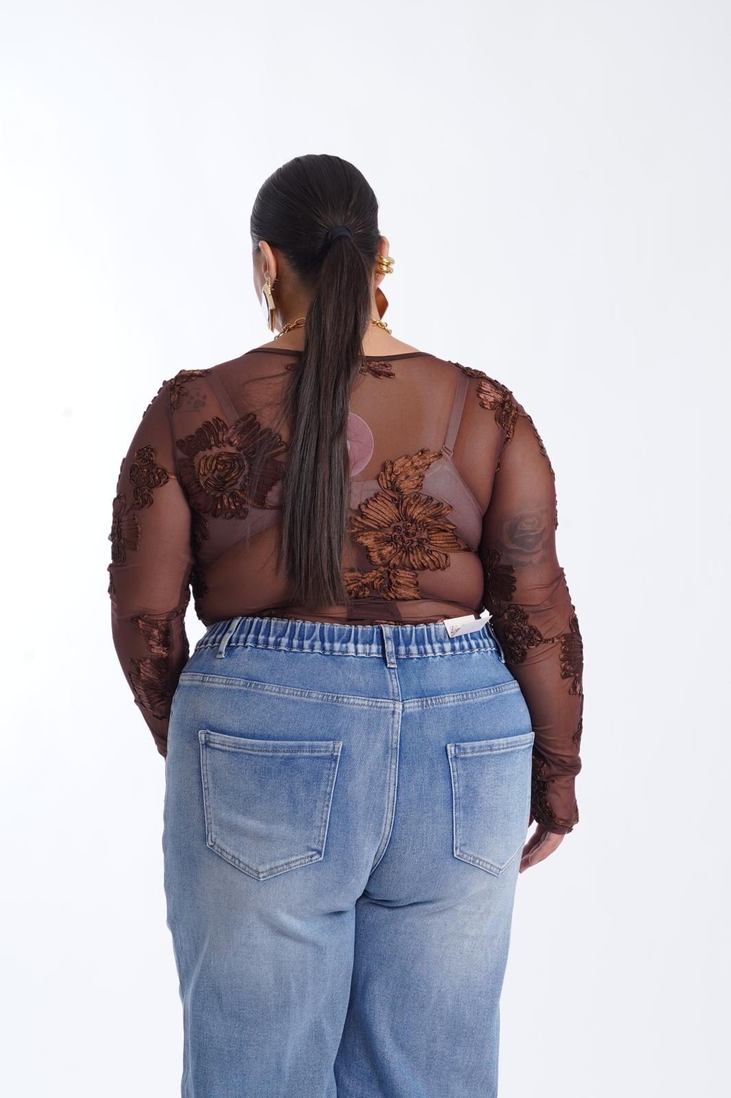 Body Leandra a fiori 002 marrone