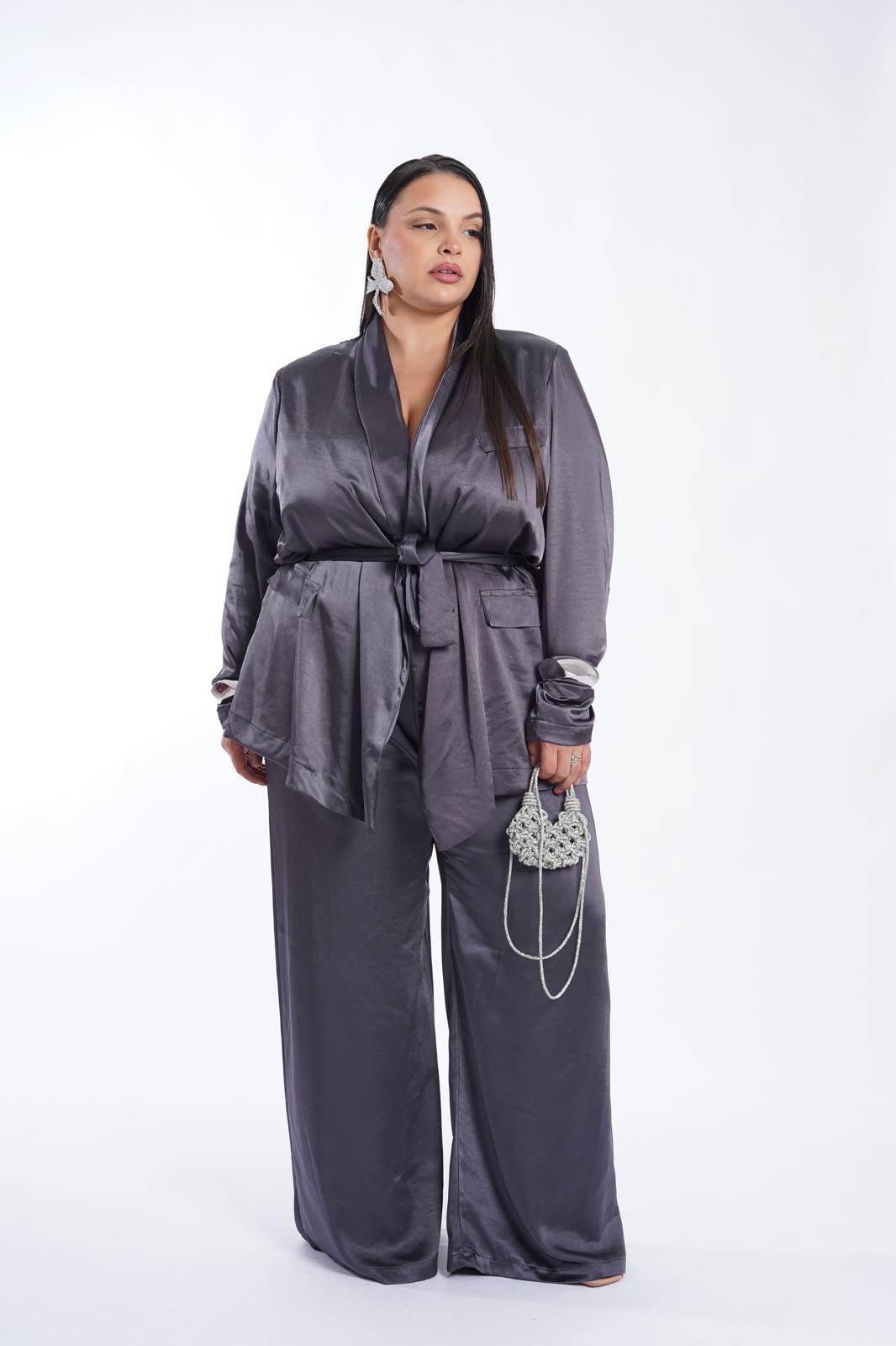 Pantalone Jenny in raso grigio