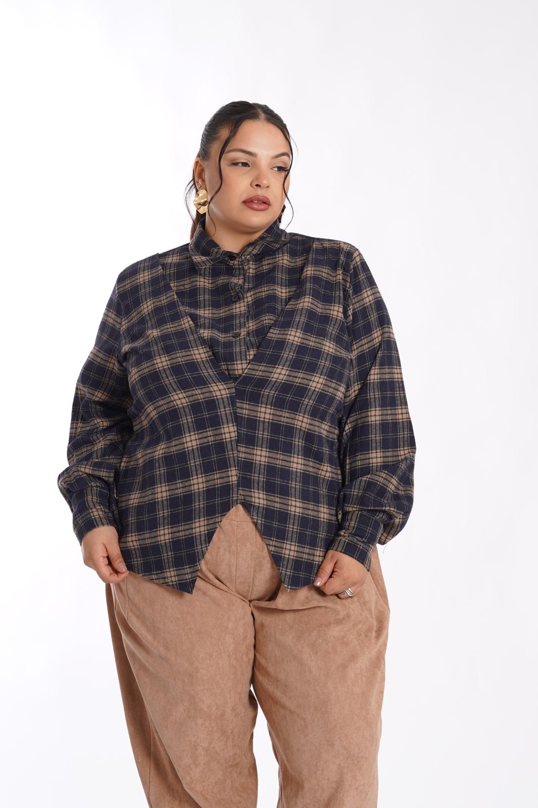 Camicia panciotto a quadri blu