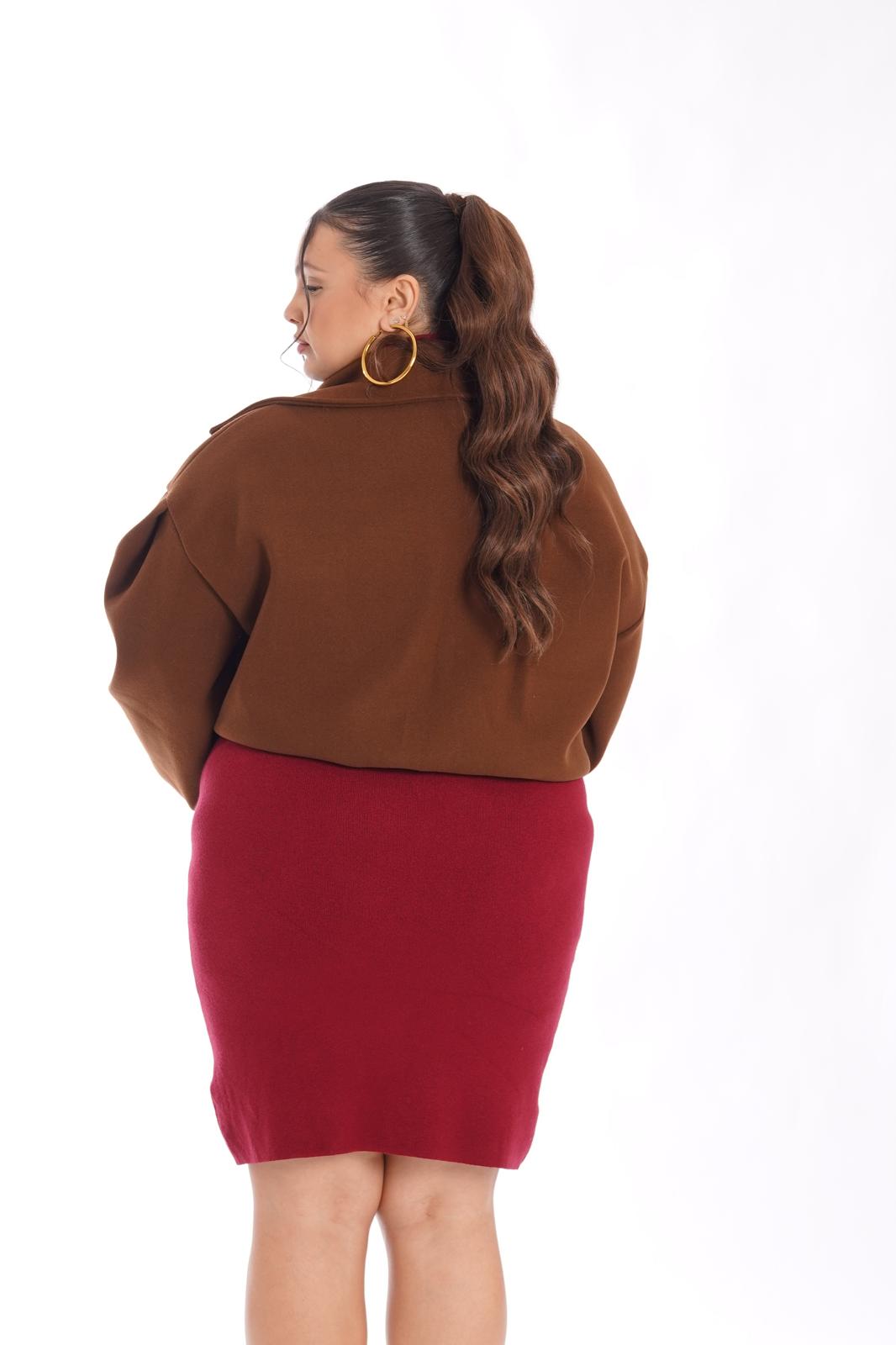 Cappotto crop sporty marrone